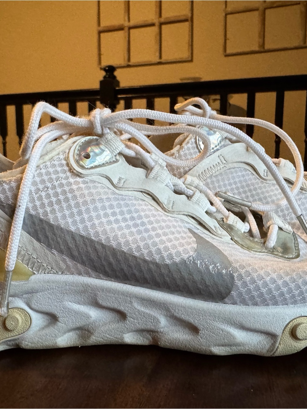 Nike White and Black Shoe Interior Tag with QR Code